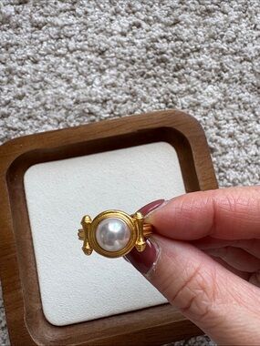 Gold-Tone Pearl Statement Ring - Classic Women's Jewelry